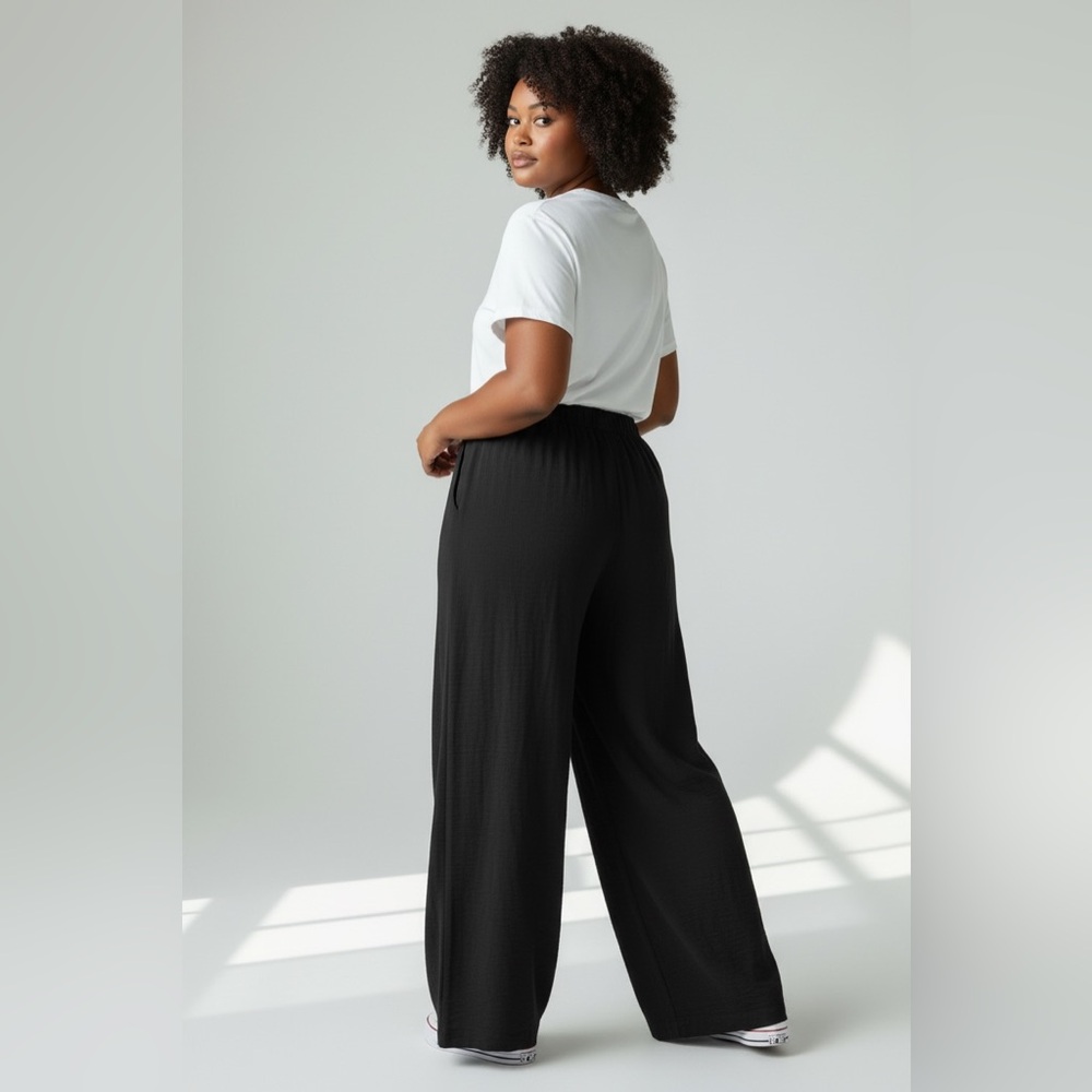 GAP - NWT - Black Wide-Leg High-Rise Easy Trousers - Picture 3 of 9